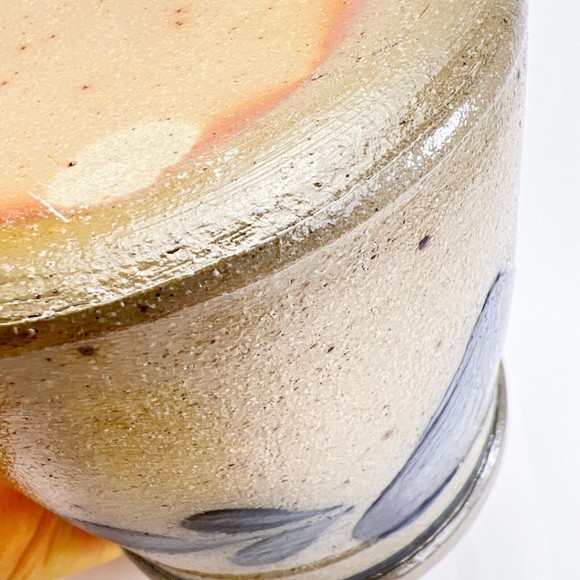 Vintage Rowe Pottery Works Heart Blue Salt Glaze Utensil Crock 1988 Pot Holder - Picture 9 of 13